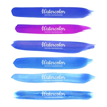 Set of colorful watercolor brush strokes design vector