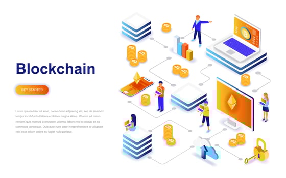 Blockchain modern flat design isometric concept vector