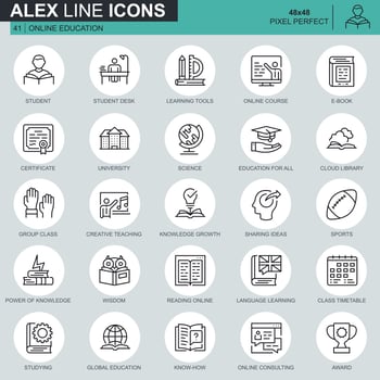 Thin line education and knowledge icons set  vector
