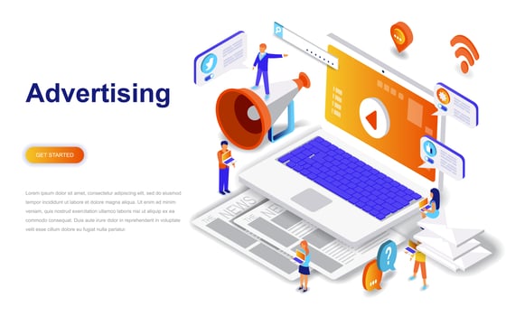 Isometric Advertising Web Banner vector
