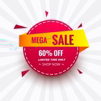 Mega sale banner colorful creative circle icon design vector