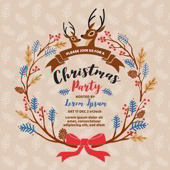 Merry Christmas Party Invitation Card Design. Vector illustratio