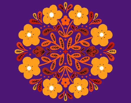 floral circular badge vector