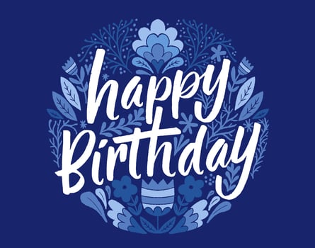 floral happy birthday card vector