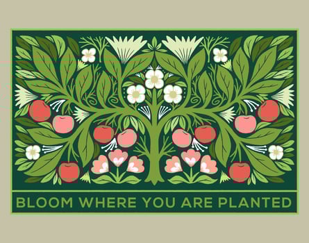 art nouveau fruit tree vector