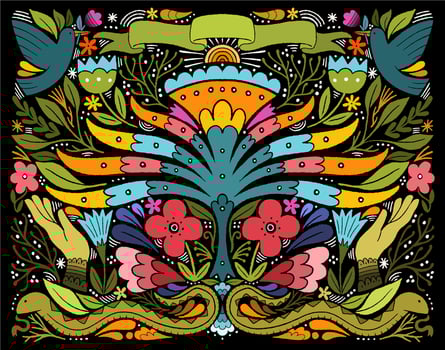 floral animal collage vector
