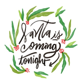 Cute Christmas Leaves With Christmas Lettering vector