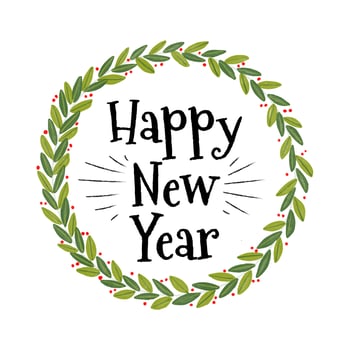Cute Christmas Wreath With New Year Text vector