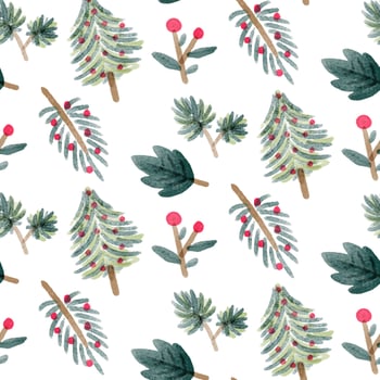 Cute Chritsmas Leaves With Tree Pattern vector