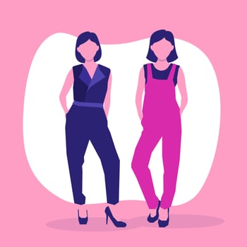 Fashionable Stylish Young Girl In Modern Overalls Clothing Vector Illustration