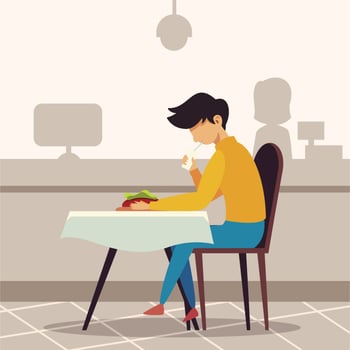 people eating at restaurant vector
