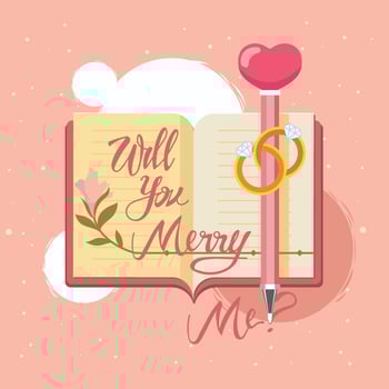 Hand Drawing Lettering Marry Me on Diary vector