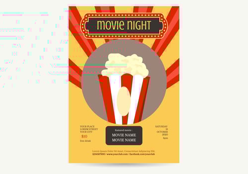 Movie Night Poster Vector Illustration