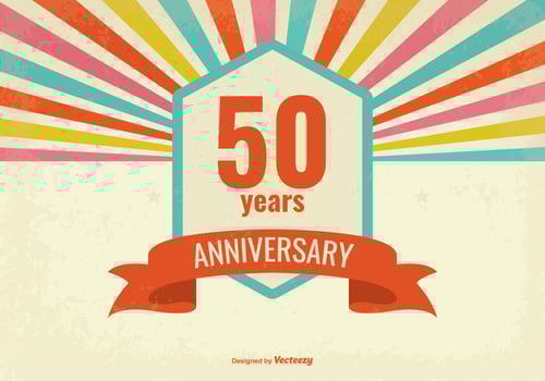 Retro Style Fifty Year Anniversary Vector Illustration