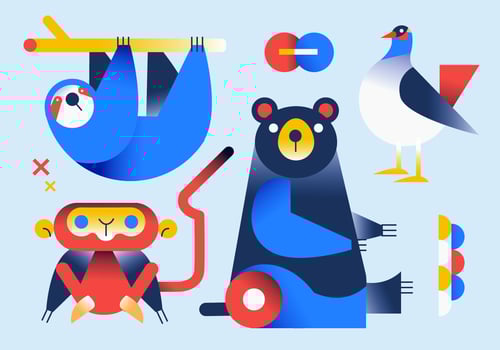 Gradient Geometric Simple Shape Animals vector Illustration
