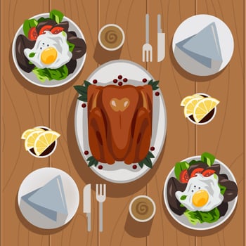 thanksgiving table vector