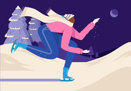 Man Ice Skating In Winter Illustration vector
