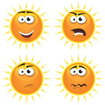 Cartoon Sun Icons Emotions vector