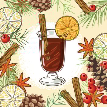 Christmas mulled wine on flavour background vector