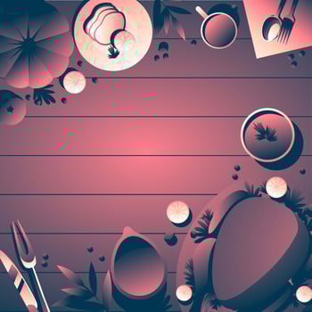 Thanksgiving Table Overhead Template vector