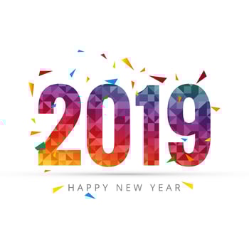 Happy New Year 2019 with confetti colorful background vector