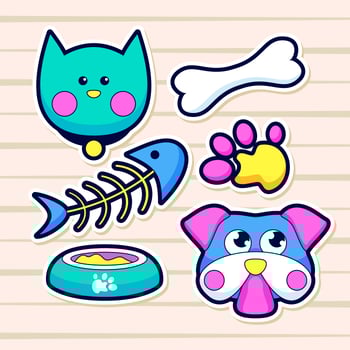 cat and dog stickers vector