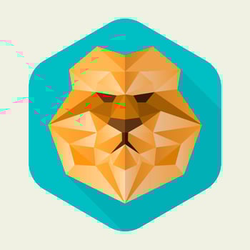 Flat Geometric Lion Simple Shape Vector Illustration