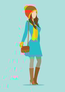 Model Portrait in Winter Outdoors vector