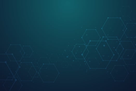 Abstract hexagonal molecular structures background with copy spa vector