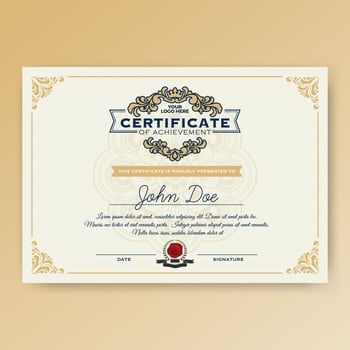 Vintage elegant certificate of achievement vector