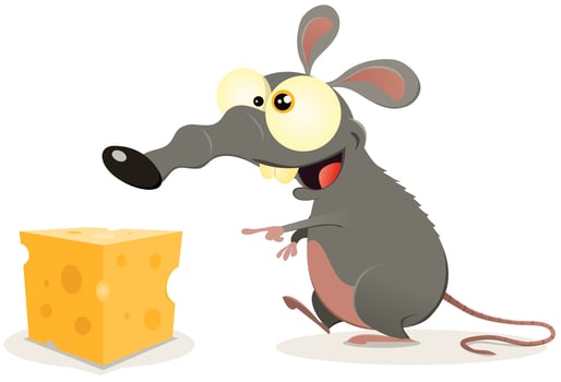 Cartoon Rat And Piece Of Cheese vector