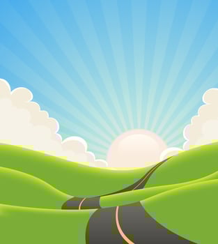 Blue Summer Landscape Road vector