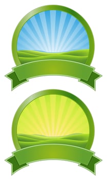Green Sunrise Banners vector