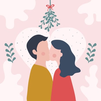 Couple Kissing Under Mistletoe Vector