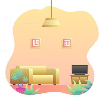 TV Room Cozy Settings Vector
