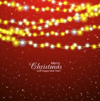 Merry christmas card decorative with colorful light bulb backgro vector