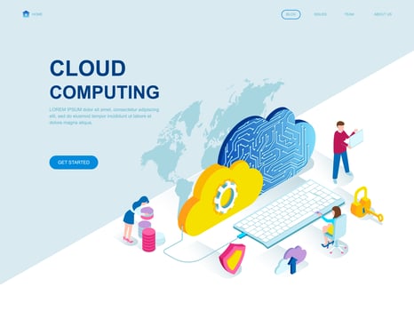 Modern flat design isometric concept of Cloud Technology vector