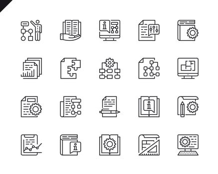 Simple Set of Technical Documentation Related Vector Line Icons