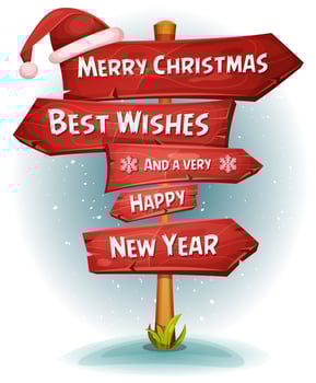 Merry Christmas Wood Road Signs Arrows vector