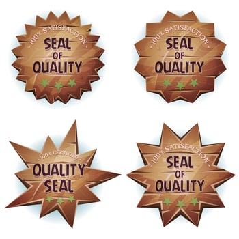 Cartoon Wooden Seal Of Quality vector