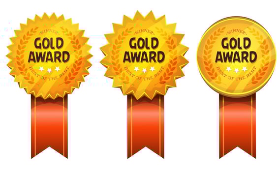 Gold Awards Medals And Ribbons vector