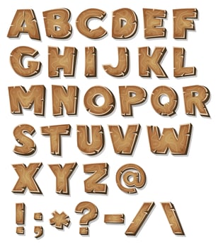 Comic Wood Alphabet vector
