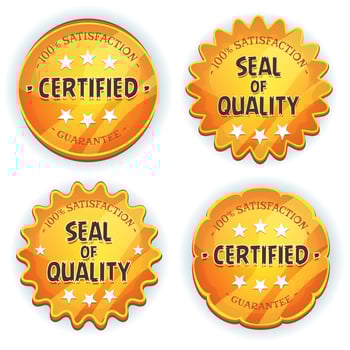 Cartoon Gold Premium Quality Seals vector