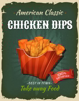 Retro Fast Food Chicken Dips Poster vector