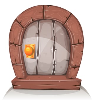 Cartoon Wooden And Stone Hobbit Door vector