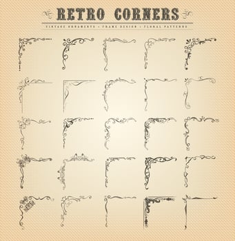 Vintage Old-Fashioned Corners, Borders And Frames vector