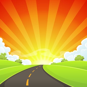 Summer Road With Shining Sun vector