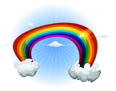 Sky With Rainbow And Clouds  vector