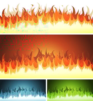 Blaze, Burning Fire And Flames Set vector