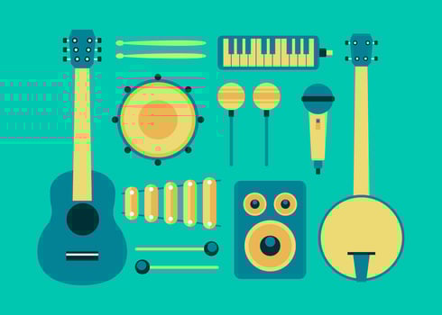 Musical Instruments Knolling Vector